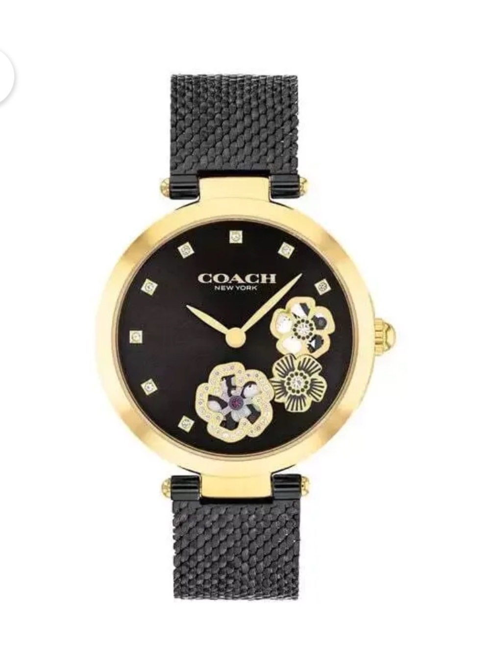Coach Park Black Dial Gold-Tone Floral Women’s Watch 34mm